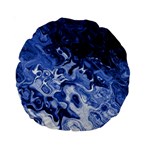 Blue Waves Abstract Art 15  Premium Round Cushion  Front
