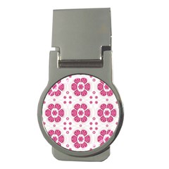 Sweety Pink Floral Pattern Money Clip (round)