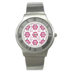 Sweety Pink Floral Pattern Stainless Steel Watch (slim) by dflcprints