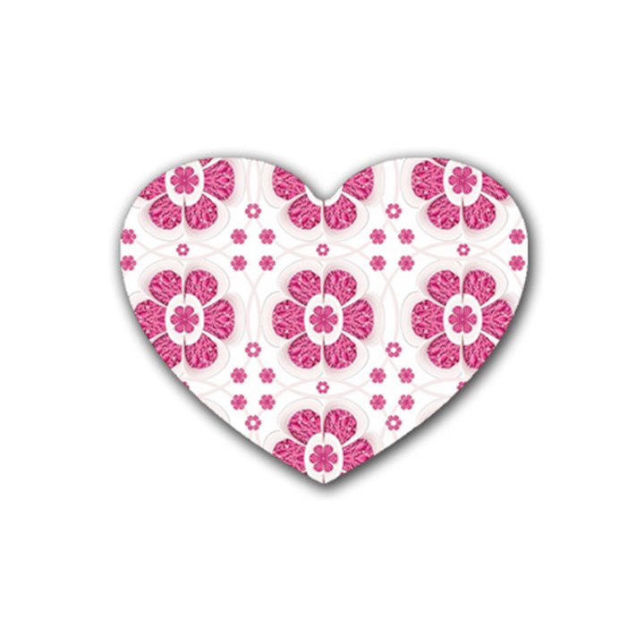 Sweety Pink Floral Pattern Drink Coasters (Heart)