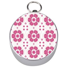 Sweety Pink Floral Pattern Silver Compass by dflcprints