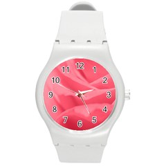 Pink Silk Effect  Plastic Sport Watch (medium) by Colorfulart23