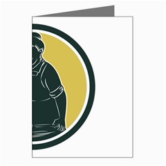 African American Woman Ironing Clothes Woodcut Greeting Card by retrovectors