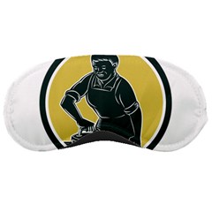 African American Woman Ironing Clothes Woodcut Sleeping Mask