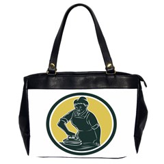 African American Woman Ironing Clothes Woodcut Oversize Office Handbag (two Sides) by retrovectors