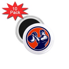 Bodybuilder Lifting Kettlebell Woodcut 1 75  Button Magnet (10 Pack) by retrovectors