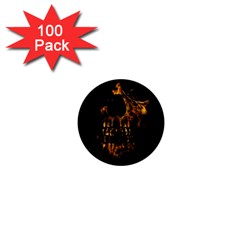 Skull Burning Digital Collage Illustration 1  Mini Button (100 Pack) by dflcprints