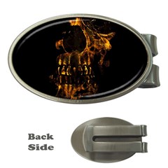 Skull Burning Digital Collage Illustration Money Clip (oval) by dflcprints