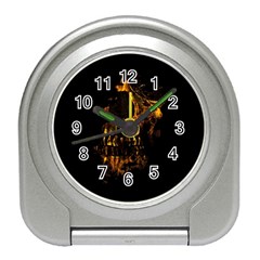 Skull Burning Digital Collage Illustration Desk Alarm Clock by dflcprints