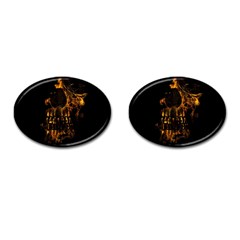 Skull Burning Digital Collage Illustration Cufflinks (oval) by dflcprints