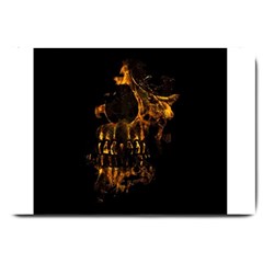 Skull Burning Digital Collage Illustration Large Door Mat by dflcprints