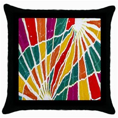 Multicolored Vibrations Black Throw Pillow Case by dflcprints