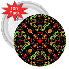 Intense Floral Refined Art Print 3  Button (100 Pack) by dflcprints