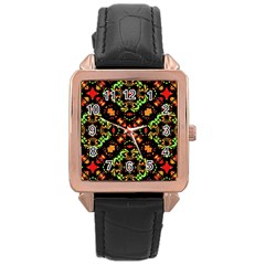 Intense Floral Refined Art Print Rose Gold Leather Watch  by dflcprints