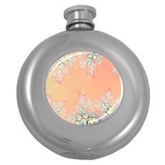 Peach Spring Frost On Flowers Fractal Hip Flask (round)