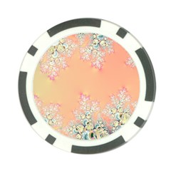 Peach Spring Frost On Flowers Fractal Poker Chip by Artist4God