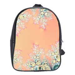 Peach Spring Frost On Flowers Fractal School Bag (large)