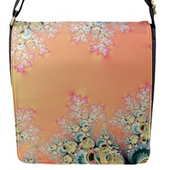 Peach Spring Frost On Flowers Fractal Flap Closure Messenger Bag (small)