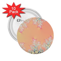 Peach Spring Frost On Flowers Fractal 2 25  Button (10 Pack) by Artist4God