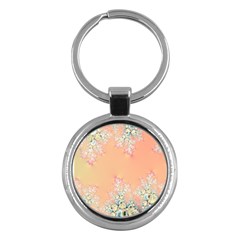 Peach Spring Frost On Flowers Fractal Key Chain (round) by Artist4God