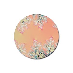 Peach Spring Frost On Flowers Fractal Drink Coaster (round) by Artist4God