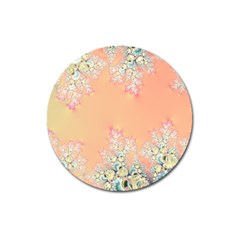 Peach Spring Frost On Flowers Fractal Magnet 3  (round)