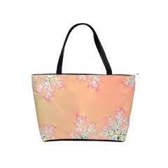 Peach Spring Frost On Flowers Fractal Large Shoulder Bag by Artist4God