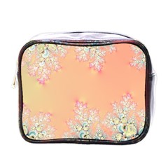 Peach Spring Frost On Flowers Fractal Mini Travel Toiletry Bag (one Side)