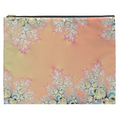 Peach Spring Frost On Flowers Fractal Cosmetic Bag (xxxl) by Artist4God