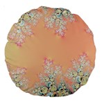 Peach Spring Frost On Flowers Fractal 18  Premium Round Cushion  Front