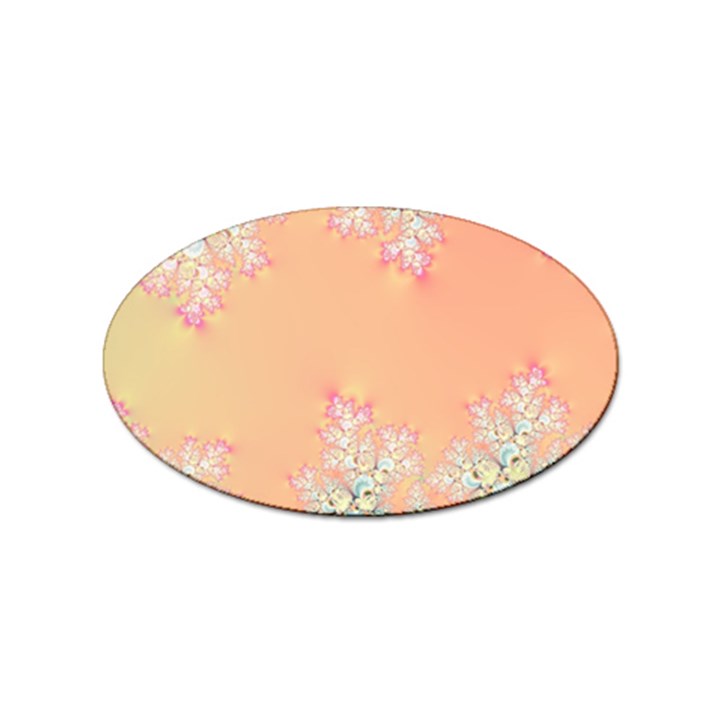 Peach Spring Frost On Flowers Fractal Sticker 10 Pack (Oval)