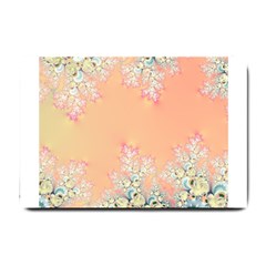 Peach Spring Frost On Flowers Fractal Small Door Mat by Artist4God