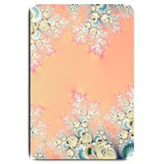 Peach Spring Frost On Flowers Fractal Large Door Mat by Artist4God