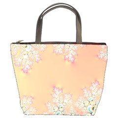 Peach Spring Frost On Flowers Fractal Bucket Handbag by Artist4God