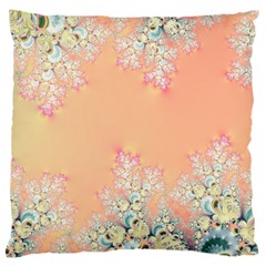 Peach Spring Frost On Flowers Fractal Large Cushion Case (single Sided)  by Artist4God