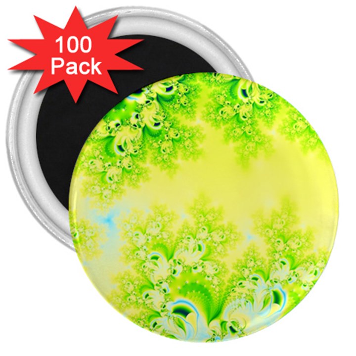 Sunny Spring Frost Fractal 3  Button Magnet (100 pack)