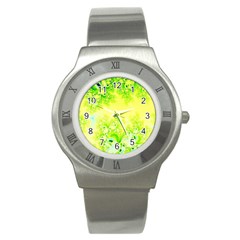 Sunny Spring Frost Fractal Stainless Steel Watch (slim) by Artist4God