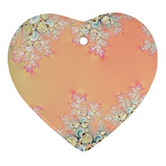 Peach Spring Frost On Flowers Fractal Heart Ornament