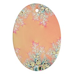 Peach Spring Frost On Flowers Fractal Oval Ornament (two Sides) by Artist4God