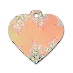 Peach Spring Frost On Flowers Fractal Dog Tag Heart (two Sided) by Artist4God