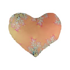 Peach Spring Frost On Flowers Fractal 16  Premium Heart Shape Cushion  by Artist4God