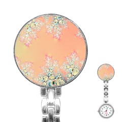 Peach Spring Frost On Flowers Fractal Stainless Steel Nurses Watch by Artist4God
