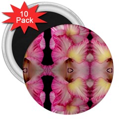 Pink Gladiolus Flowers 3  Button Magnet (10 Pack) by Artist4God