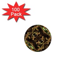 Artificial Tribal Jungle Print 1  Mini Button (100 Pack)