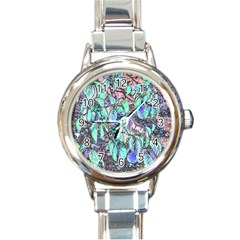 Colored Pencil Tree Leaves Drawing Round Italian Charm Watch by LokisStuffnMore