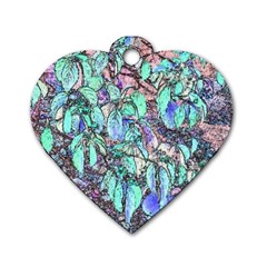 Colored Pencil Tree Leaves Drawing Dog Tag Heart (two Sided)