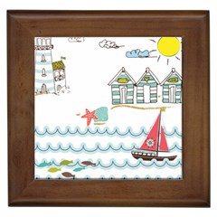 Summer Holiday Framed Ceramic Tile by whitemagnolia