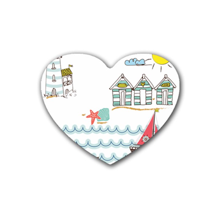 Summer Holiday Drink Coasters 4 Pack (Heart) 