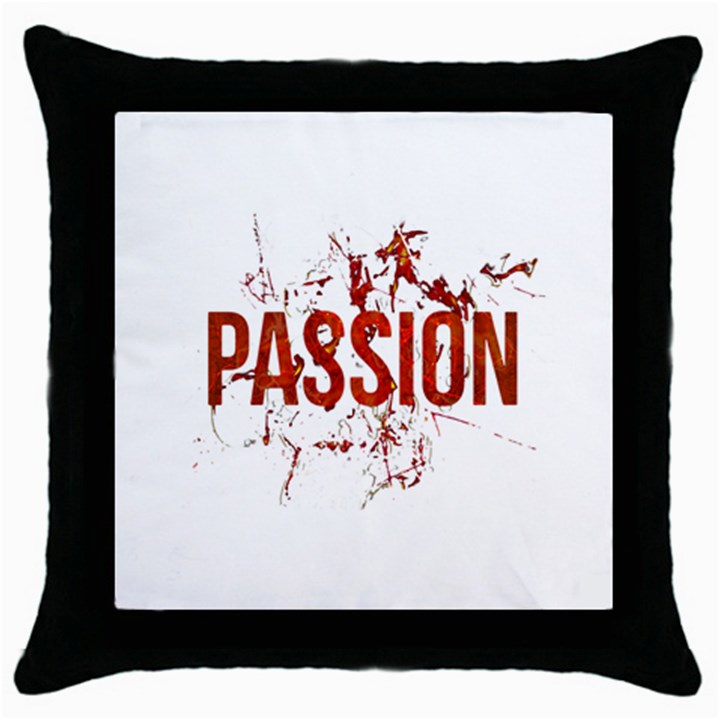 Passion and Lust Grunge Design Black Throw Pillow Case