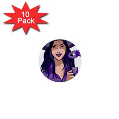 Purple Witch 1  Mini Button (10 Pack) by FunWithFibro